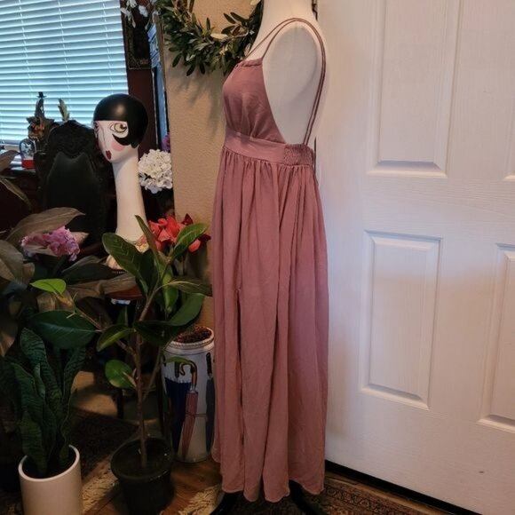 New Formal Tea Rose Pink Dress Stitch Fix Small Low Cut Cleavage Sexy Le… - Picture 5 of 9